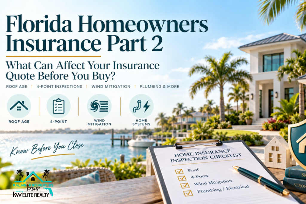 Florida home insurance inspection guide showing roof age, 4-point inspection, wind mitigation, and home systems for Southwest Florida buyers